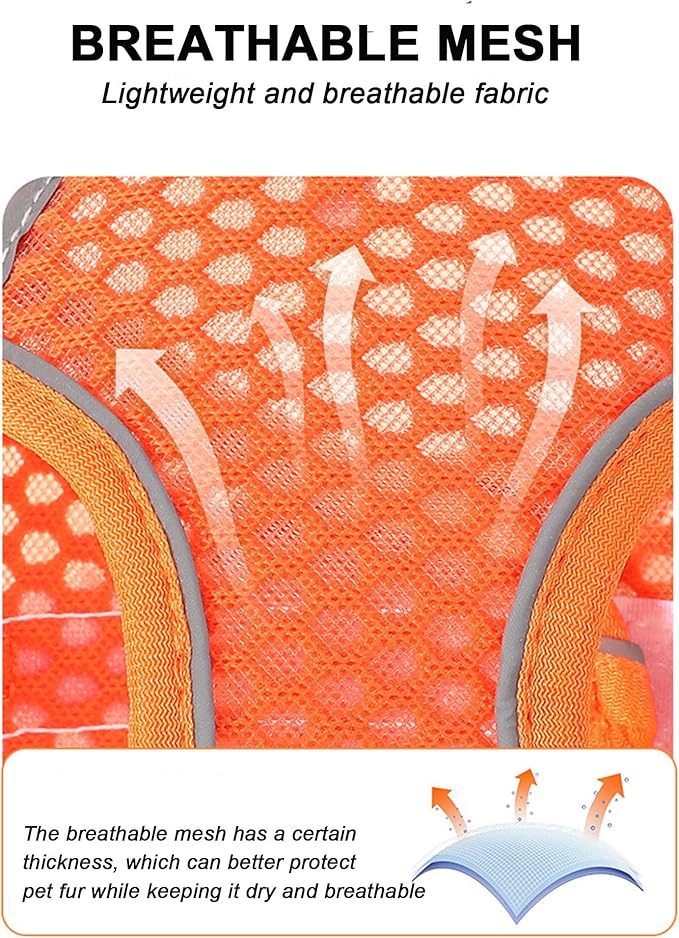 XXXS Orange Soft Mesh Dog Harness and Leash Set, No Escape Puppy Harnesses - Image 4