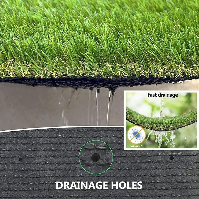 Artificial Grass Rug Outdoor Indoor 12FTX28FT Fake Grass Carpet Green Synthetic - Image 5