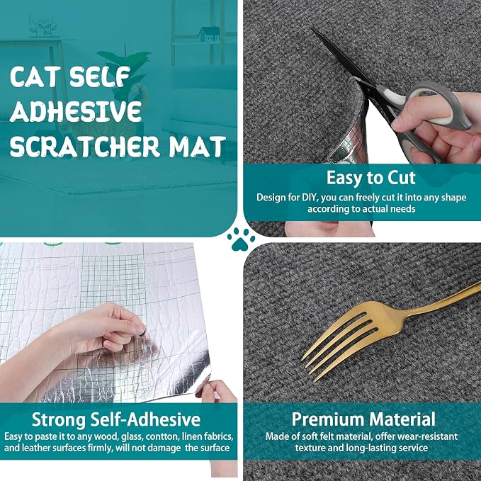 Climbing Cat Scratcher Mat Trimmable Cat Scratching Post Carpet 118’’x15.8’’ - Image 3