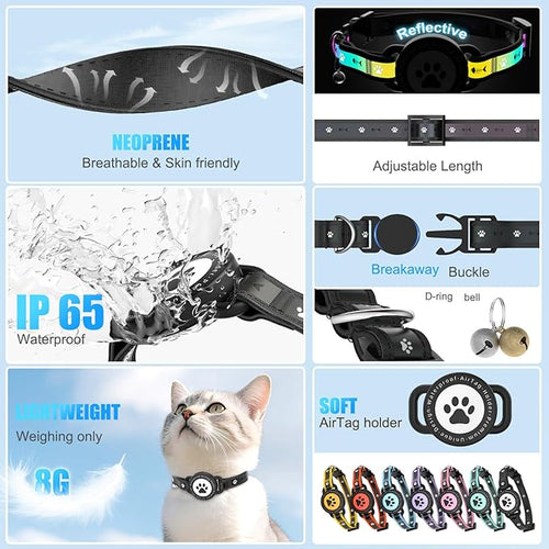 Airtag Cat Collar Breakaway, Reflective Cat Collar - Image 2