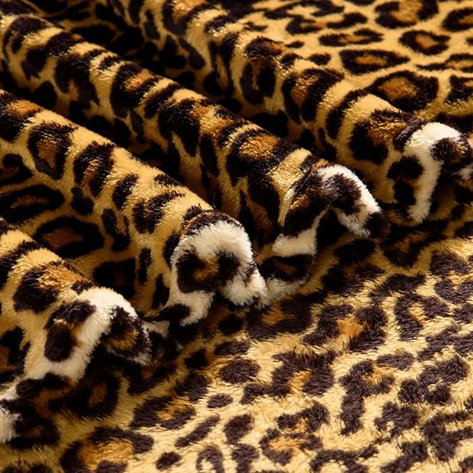 Bnuitland Leopard Print Fleece Flannel Throw - Image 8