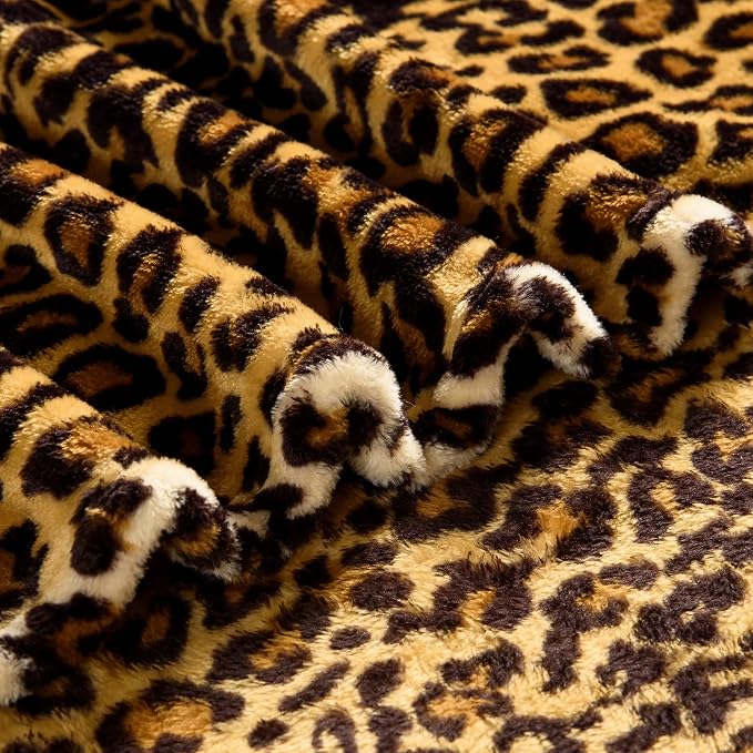 Bnuitland Leopard Print Flannel Blanket, Large Size 90x90 Inches - Image 7