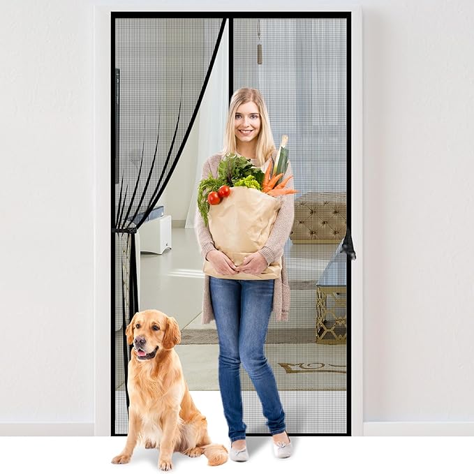 Fiberglass Magnetic Screen Door Fit Door Size 36 x 78 in- Heavy Duty Fiberglass by Iduontis