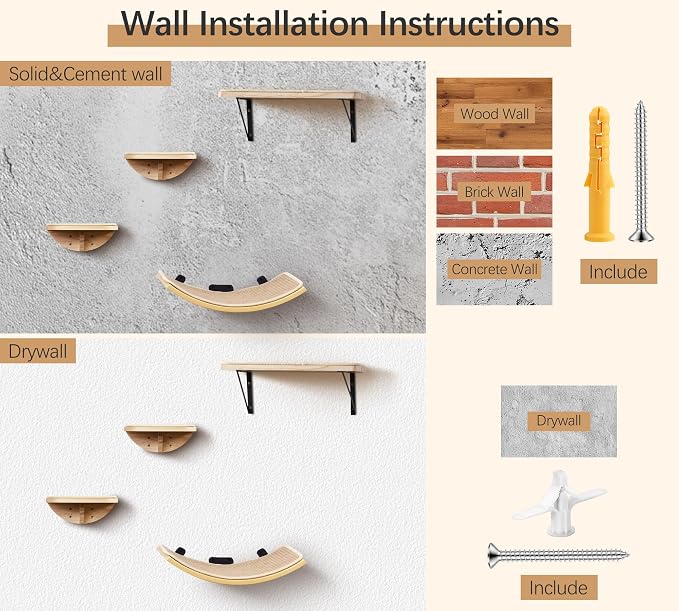 Cat Window Perches, Curved Cat Wall Sisal Mat Bed and 2 Floating Wall Steps - Image 9
