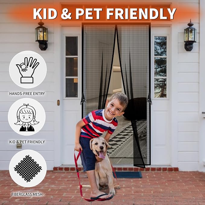 Fiberglass Magnetic Screen Door Fit Door Size 72 x 96 in- Heavy Duty Fiberglass - Image 4