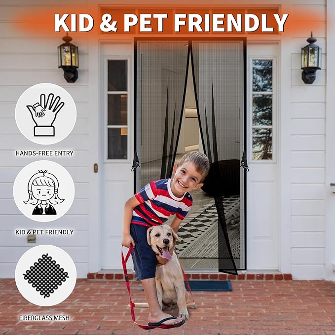 Fiberglass Magnetic Screen Door Fit Door Size 48 x 96 in- Heavy Duty Fiberglass - Image 4