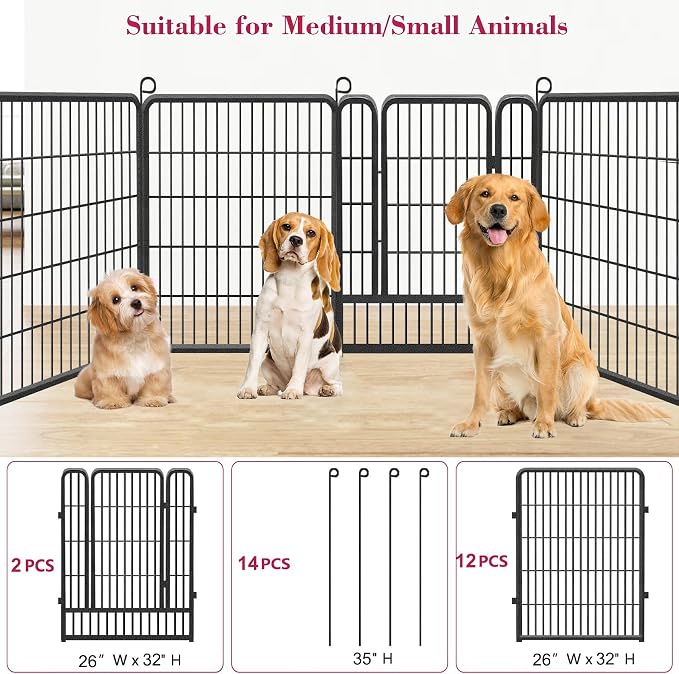 Dog Playpen Outdoor, 32 inch Heavy Duty Dog Fence Outdoor - Image 3