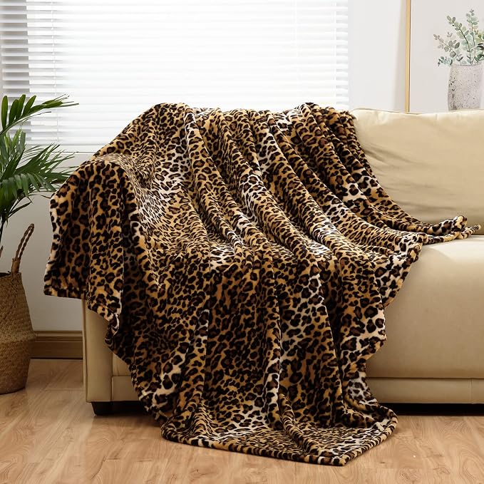 Bnuitland Leopard Print Fleece Flannel Throw Blanket, 300 GSM Double Sided - Image 2