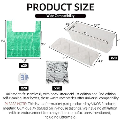20-Pack Disposable Litter Box Waste Receptacles Compatible - Image 2