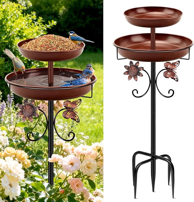 Daoeny Bird Bath for Outside, 42In Vintage Freestanding Birdbaths for Outdoors by Daoeny