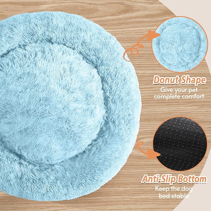 JOLLYVOGUE Calming Dog Bed Large Size Dog, Anti-Anxiety Donut Large Pet Bed - Image 3