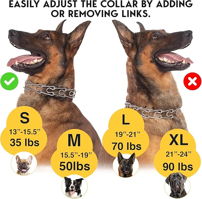 PetJett Choke Collar for Dogs Training Collar Adjustable Prong Collar for Dog - Image 6