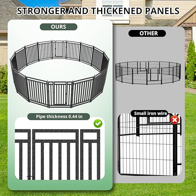 Dog Fence for Yard Outdoor Indoor Dog Playpen 40" Height 8 Panels Metal Dog Pen - Image 2