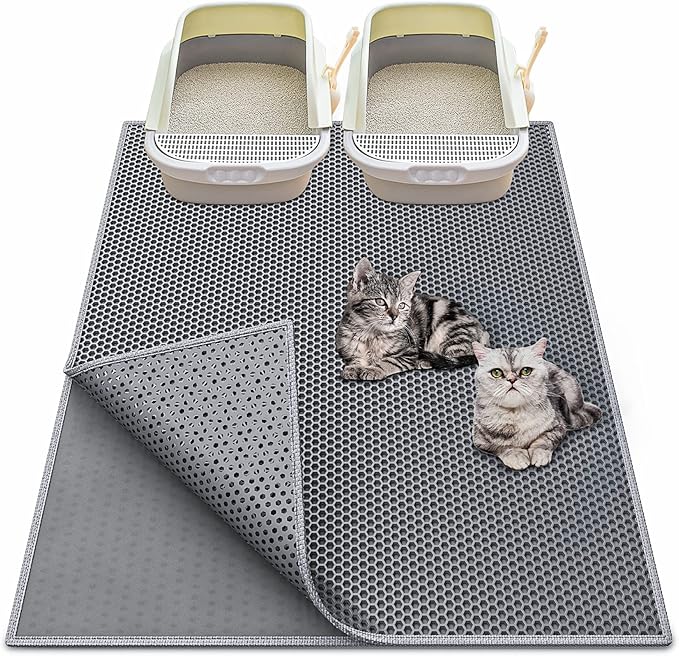 Cat Litter Box Mat: 36"x 30" Waterproof Kitty Cat Litter Trapping Mat, by Createabetterlifeforyou