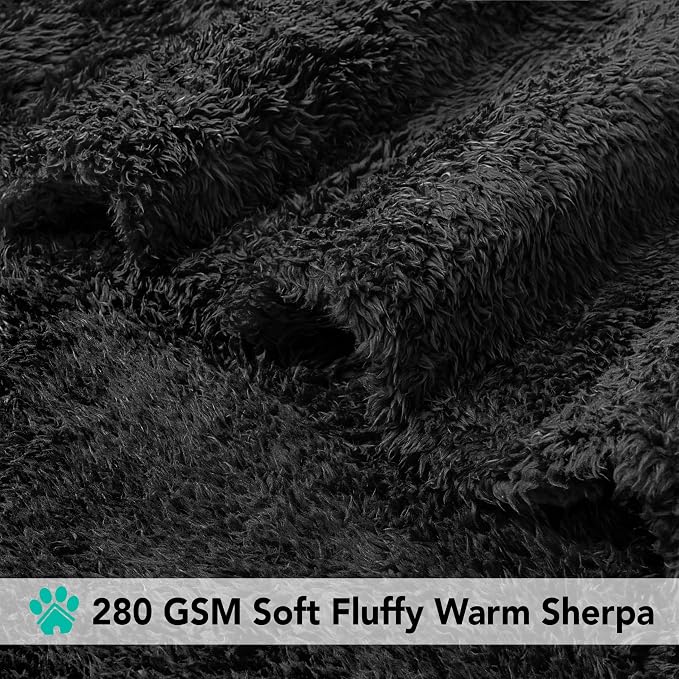 PetAmi Dog Blanket for Large Medium Dogs Black, Fluffy Soft Puppy Blanket - Image 4