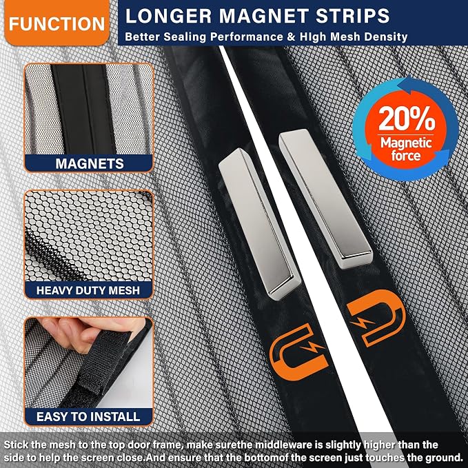 Magnetic Screen Door, Screen Door Mesh, Keep Bugs Out, Easy Install Works - Image 3