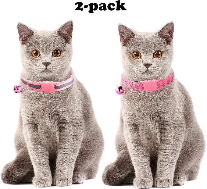 Breakaway Kitten Collar with Bells, Light Blue Break Away Cat Collar with Bells - Image 2