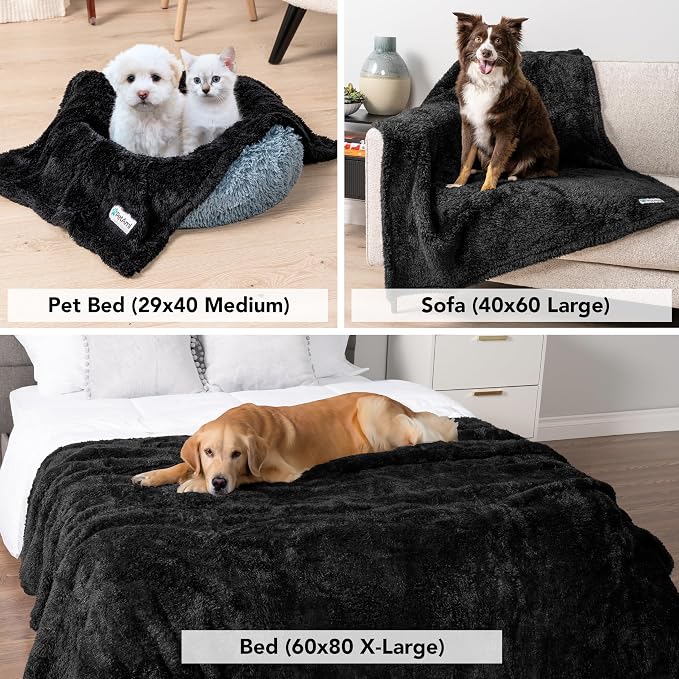 PetAmi Dog Blanket for Large Medium Dogs Black, Fluffy Soft Puppy Blanket - Image 5