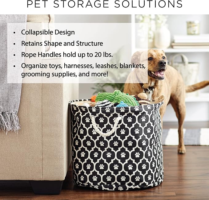 Bone Dry Pet Storage Collection Lattice Paw Print, Small Round - Image 8