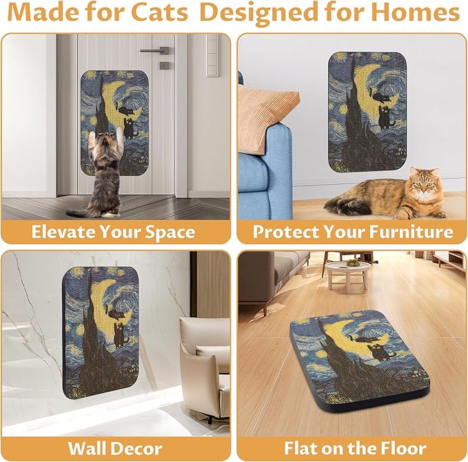 Art Cat Scratcher, Wall-Mountable Cat Scratching Board, Cat Wall Scratcher - Image 5