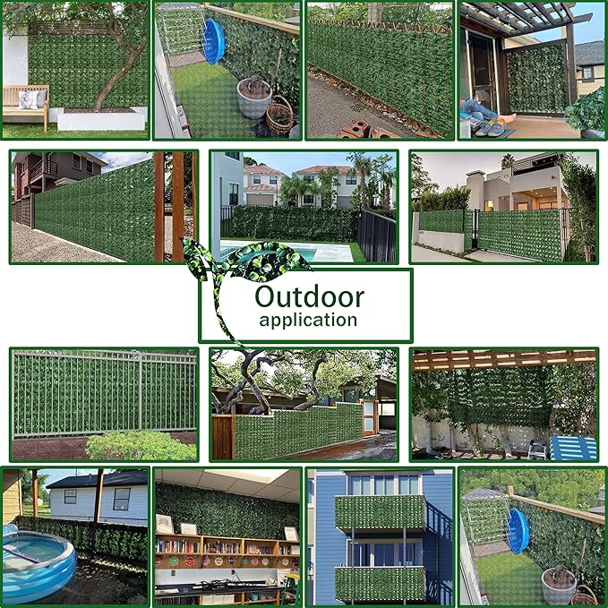 Artificial Fence Privacy Screen: 6FT x 50FT UV-Anti Faux Greenery Backdrop Ivy - Image 5